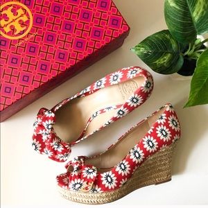 TORY BURCH • dory peep toe espadrille wedge